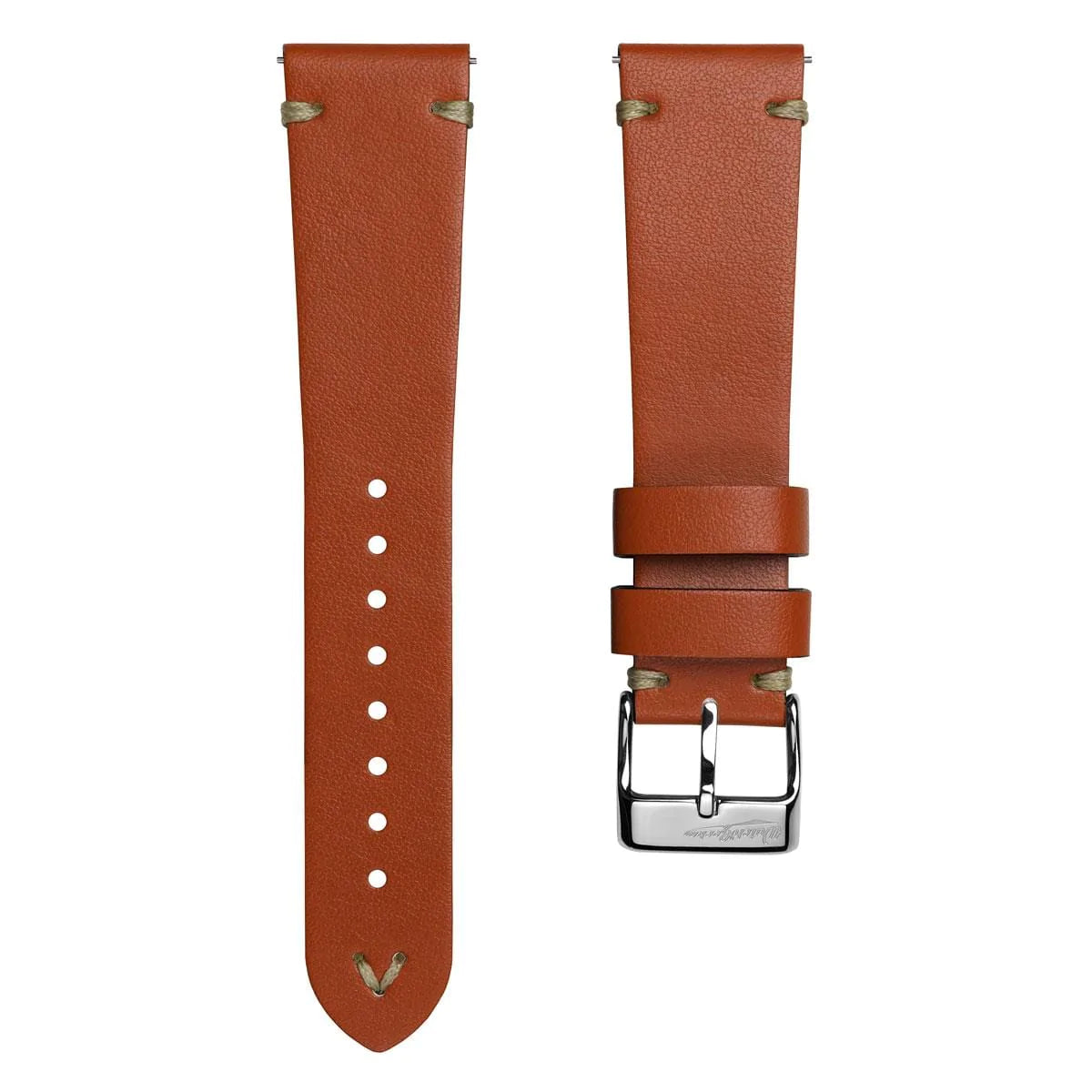 V-Stitch Vegan Italian Leather Watch Strap - Redwood Brown