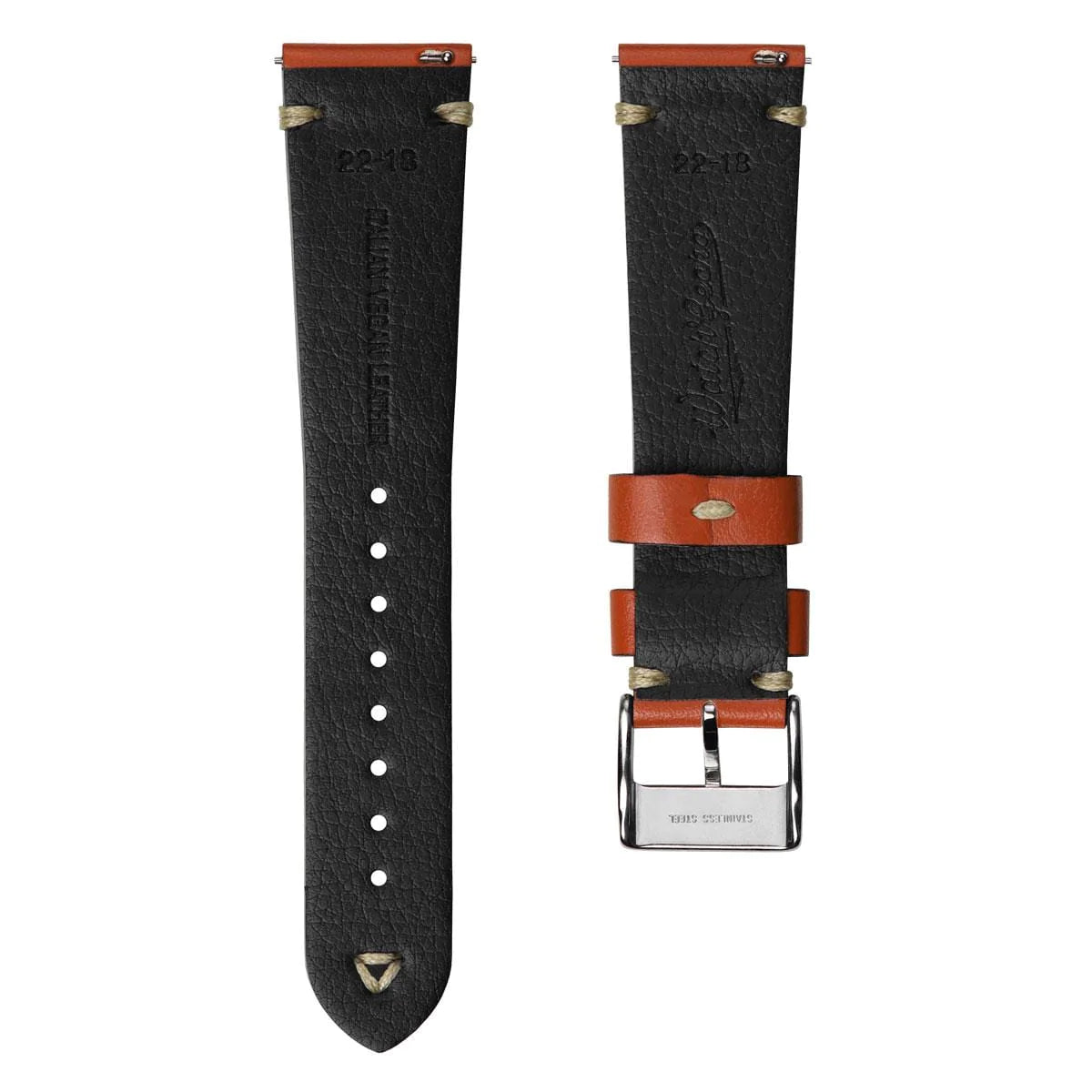 Simple Handmade Vegan Italian Leather Watch Strap - Redwood Brown