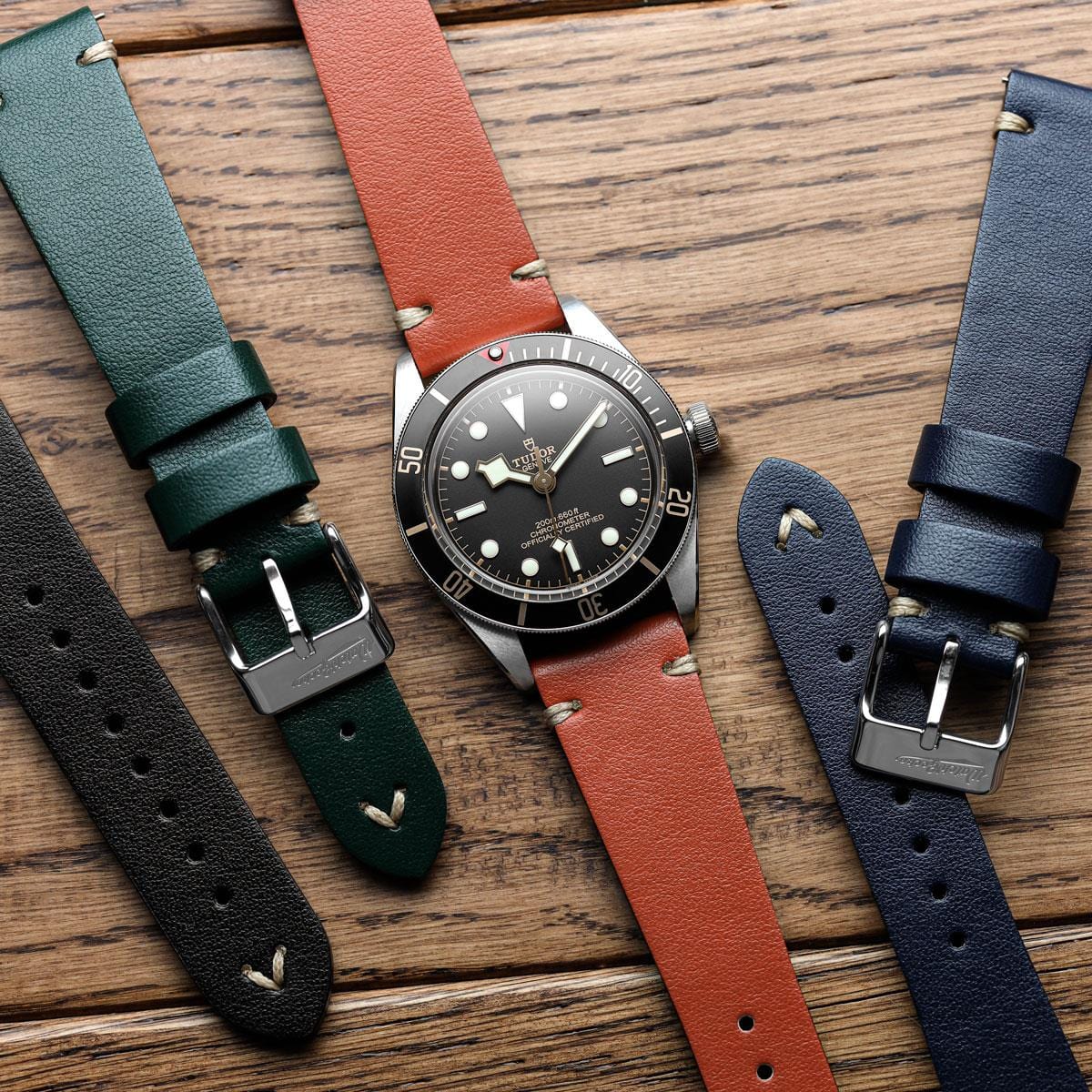 V-Stitch Vegan Italian Leather Watch Strap - Redwood Brown