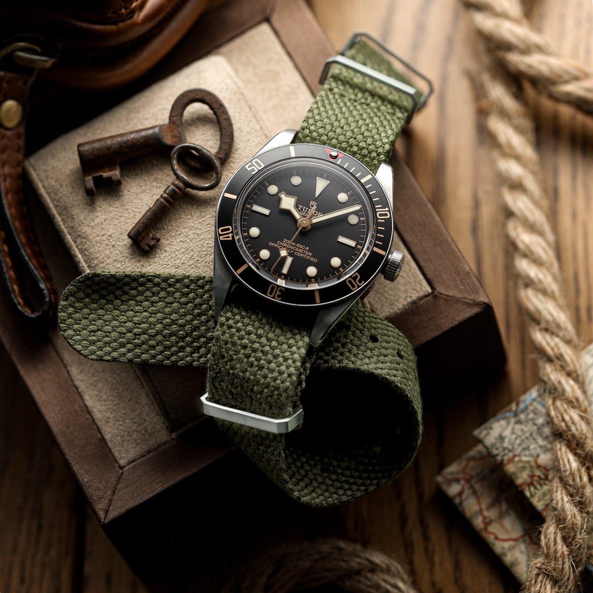 WatchGecko Braemore Military Nylon Watch Strap - Army Green