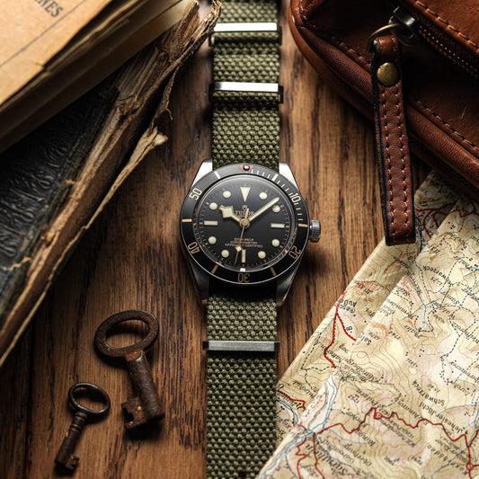 WatchGecko Braemore Military Nylon Watch Strap - Army Green