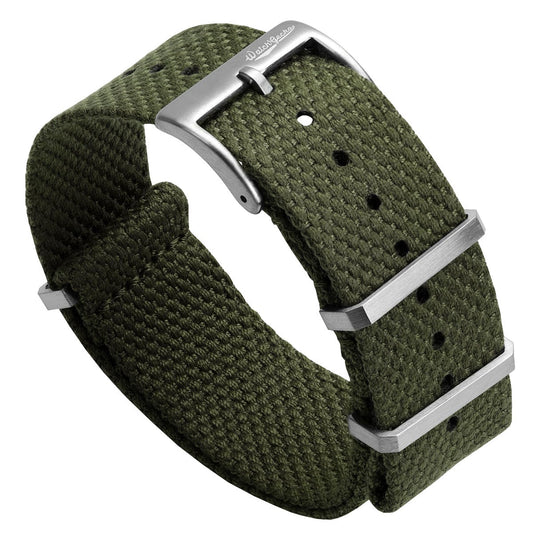 Braemore Woven Canvas Military Watch Strap - Army Green