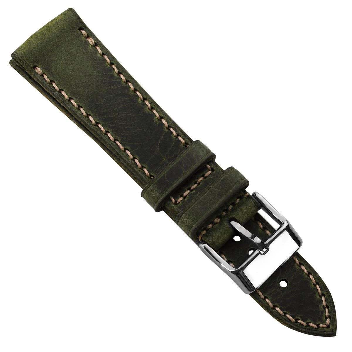 WatchGecko Hatherley Handmade Leather Watch Strap - Olivia Green
