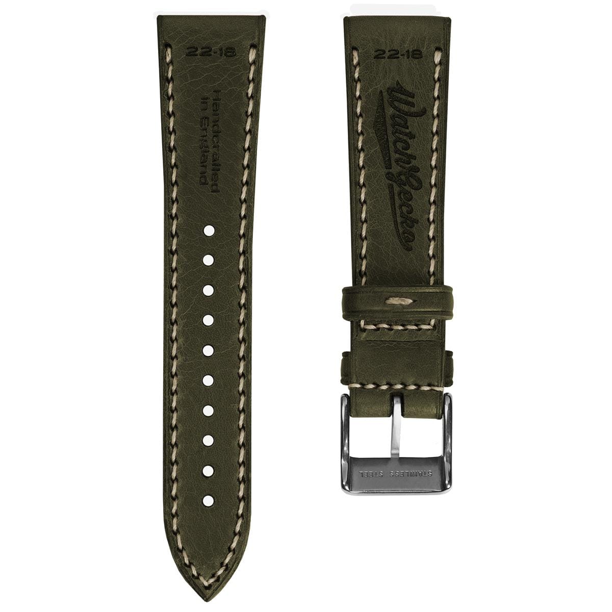 WatchGecko Hatherley Handmade Leather Watch Strap - Olivia Green