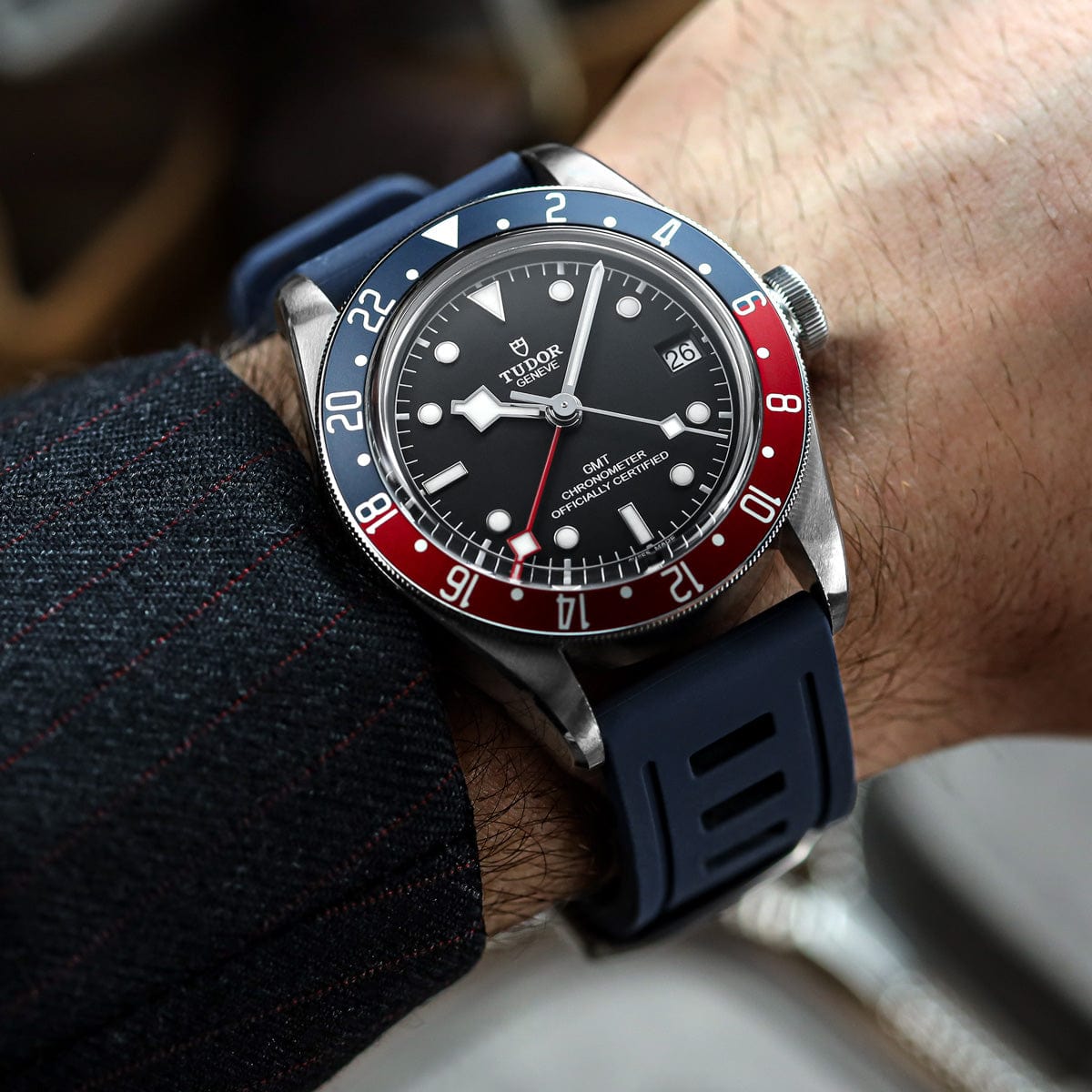 ZULUDIVER 1960s Swiss Style Divers Quick Release Watch Strap - Blue - Brushed Buckle