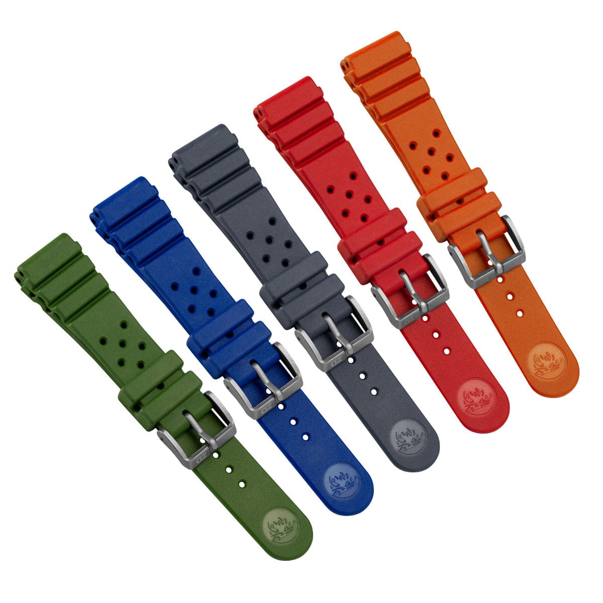 ZULUDIVER 284 Italian Rubber Diver's Watch Strap - Orange