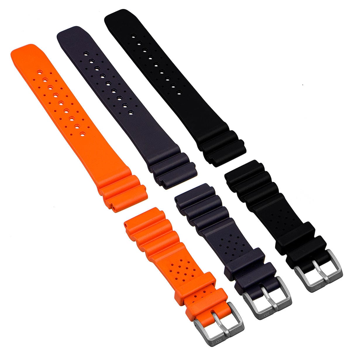 ZULUDIVER 285 Italian Rubber Diver's Watch Strap - Orange