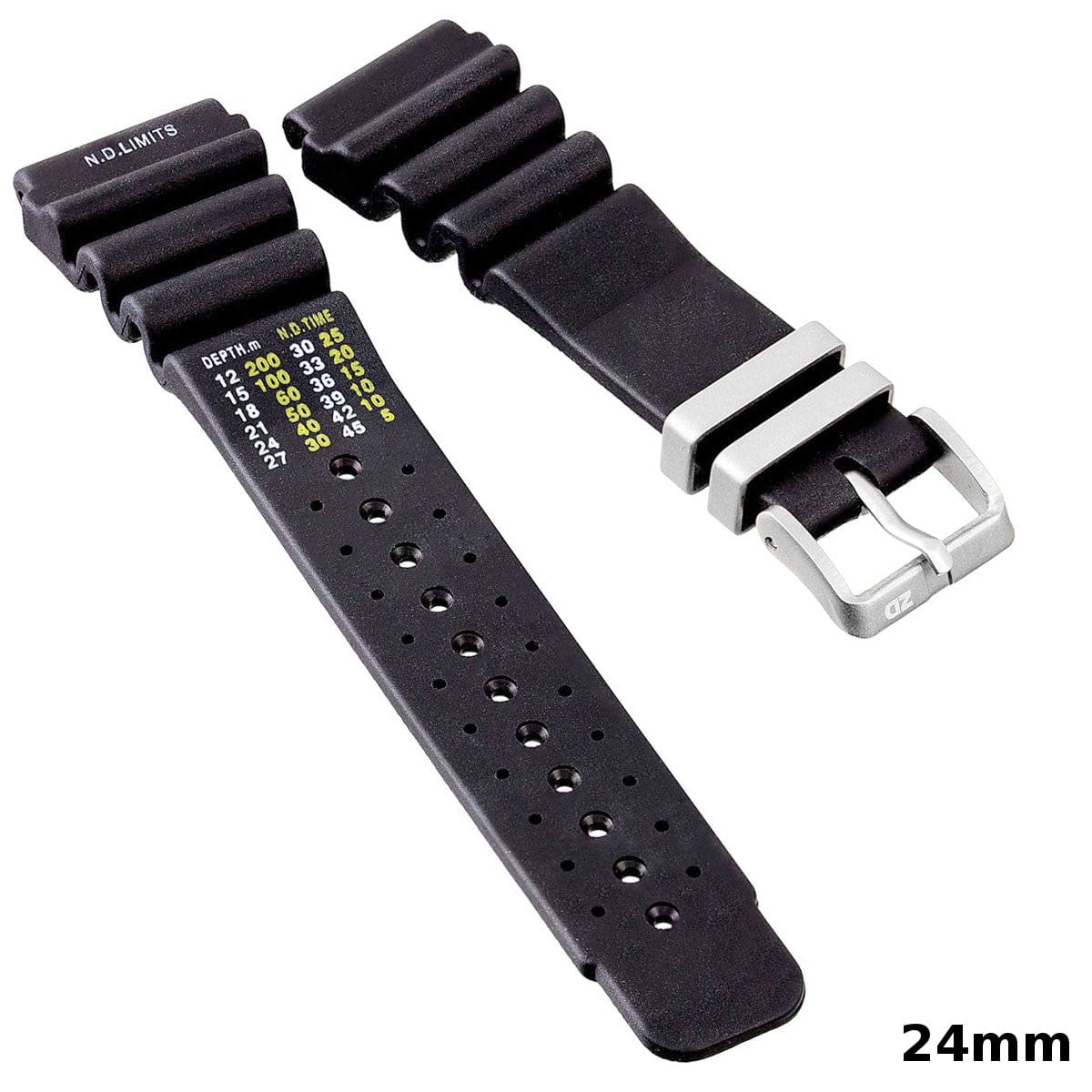 ZULUDIVER 286 Italian Rubber Waterproof Watch Strap - Black