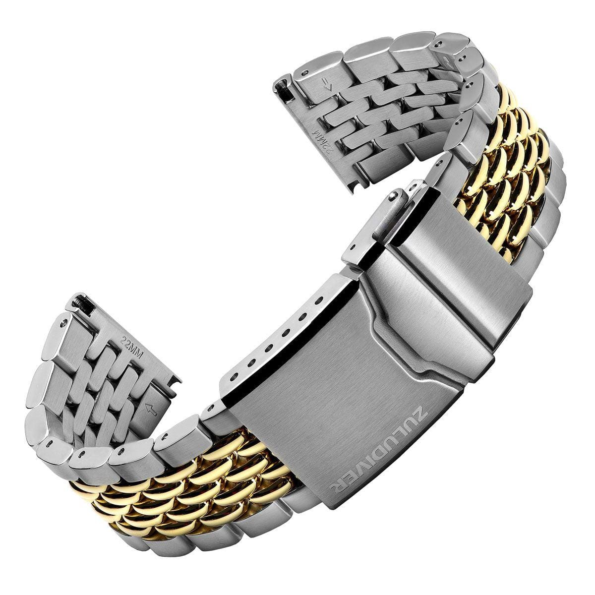 ZULUDIVER Beads of Rice Premium Watch Strap - Silver / Gold