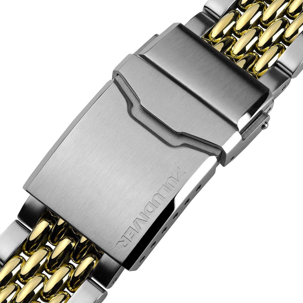 ZULUDIVER Beads of Rice Premium Watch Strap - Silver / Gold