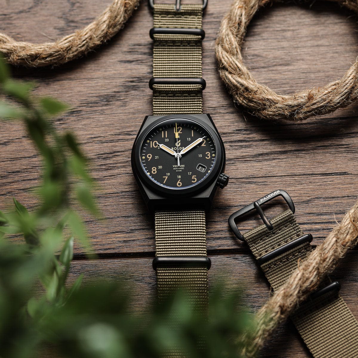 ZULUDIVER 1973 British Military Watch Strap: CADET - Desert Sand - PVD IP Black