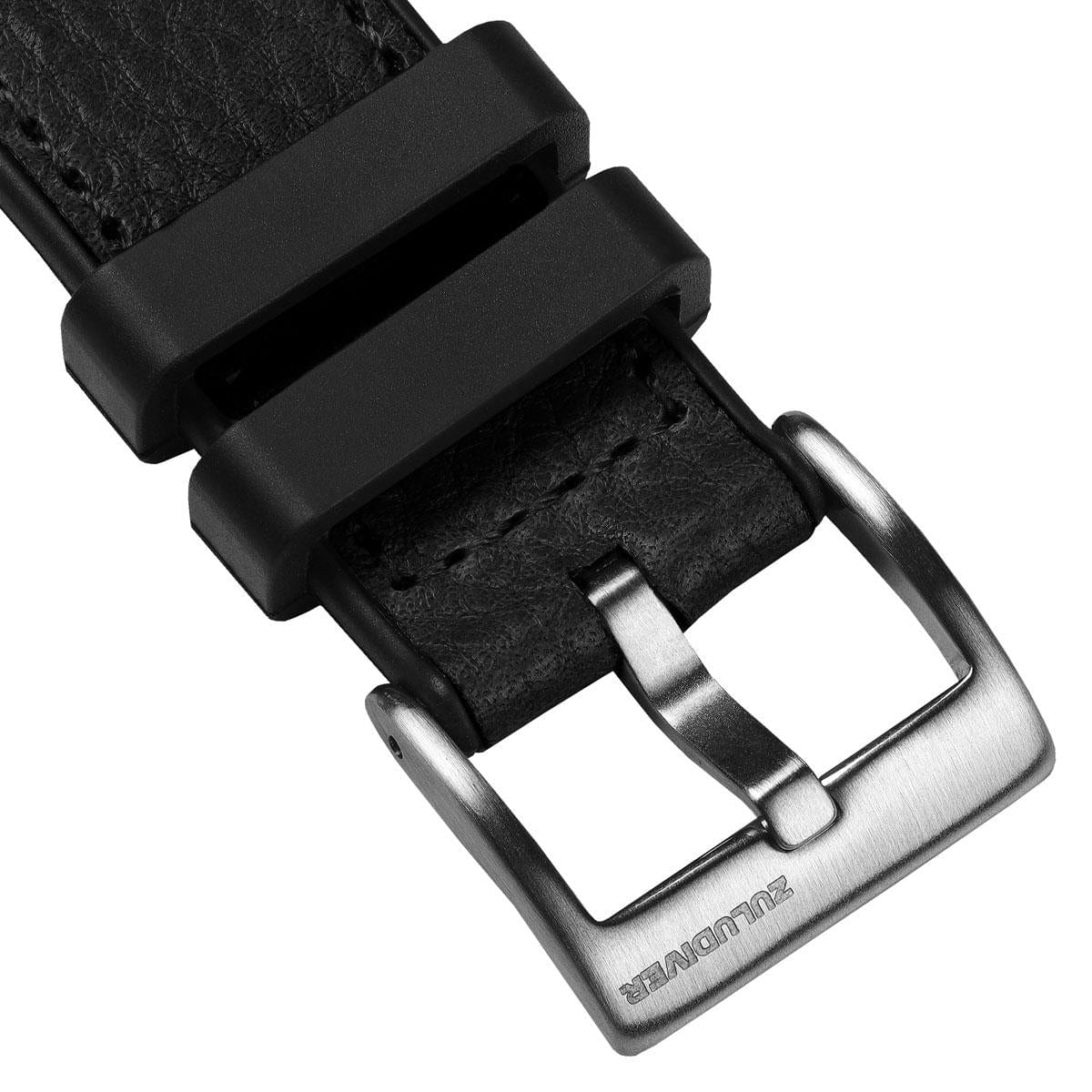 ZULUDIVER Endurance Rubber Watch Strap Brushed Buckle - Marianas Black