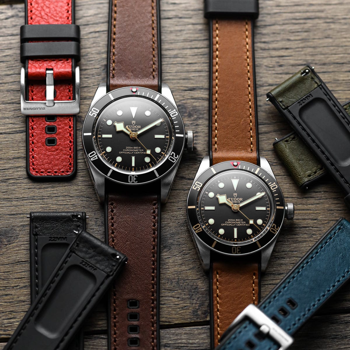 ZULUDIVER Endurance Rubber Watch Strap Brushed Buckle - Marianas Black