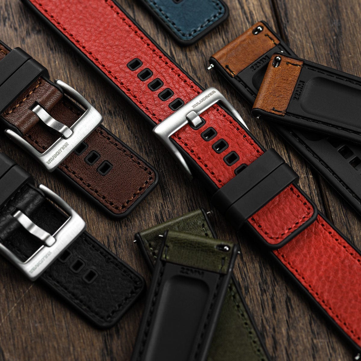 ZULUDIVER Endurance Rubber Watch Strap Brushed Buckle - Marianas Black