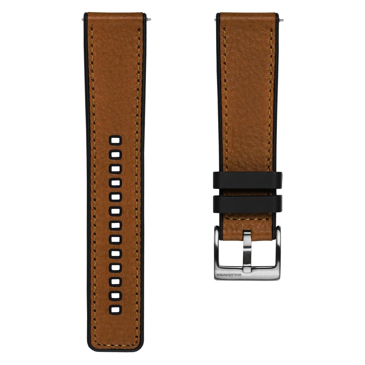 ZULUDIVER Endurance Rubber Watch Strap Brushed Buckle - Wahiba Khaki Brown