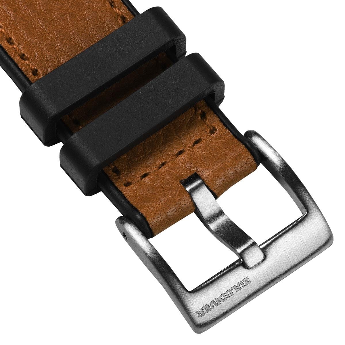 ZULUDIVER Endurance Rubber Watch Strap Brushed Buckle - Wahiba Khaki Brown