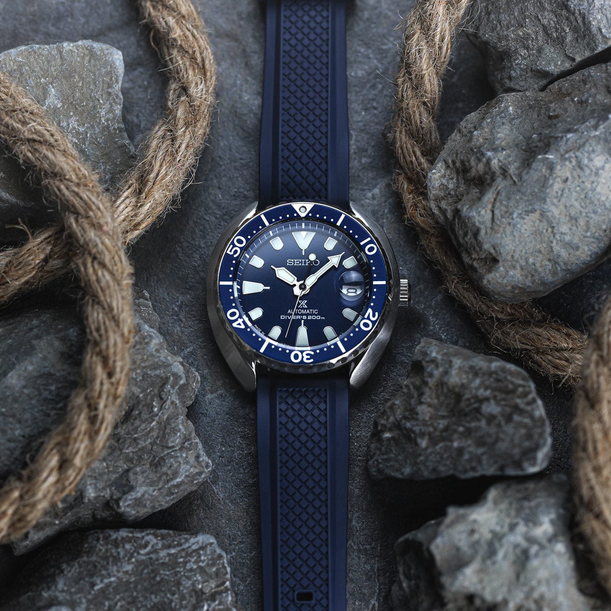 ZULUDIVER Hartland FKM Rubber Watch Strap - Blue