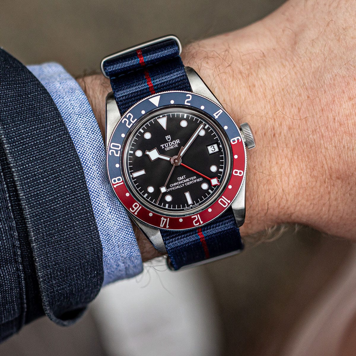 ZULUDIVER British Military Watch Strap: CADET Marine Nationale - Blue & Red