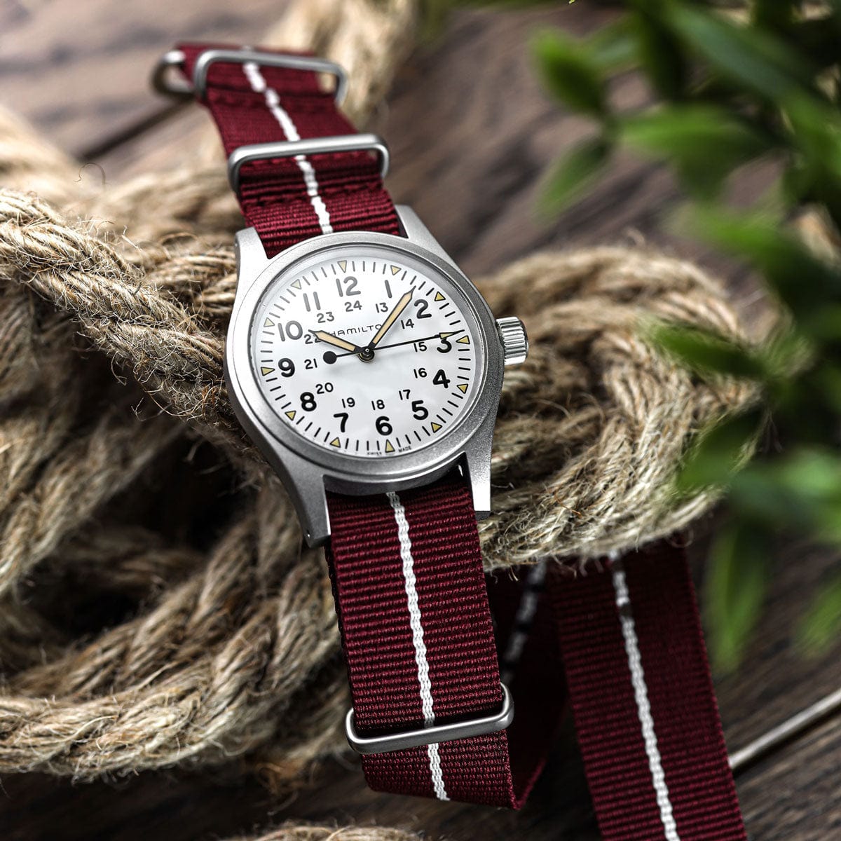 ZULUDIVER 1973 British Military Watch Strap: CADET Marine Nationale - Burgundy & White