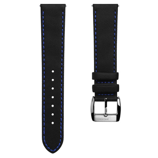 ZULUDIVER Maverick (MK II) Sailcloth Waterproof Watch Strap - Black / Blue