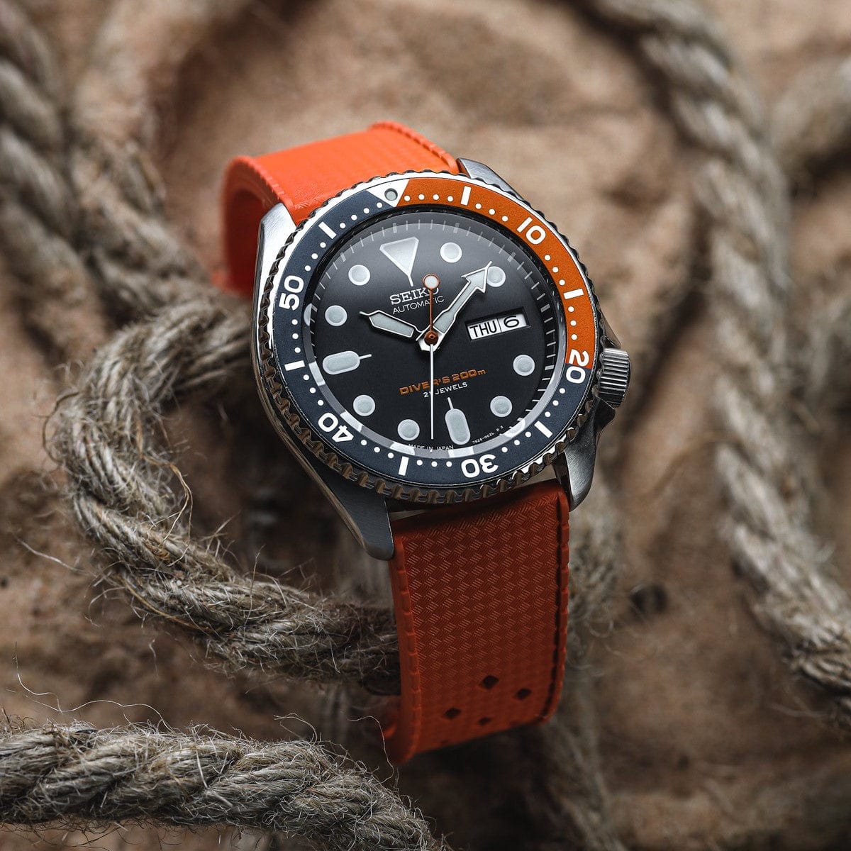 Vintage Tropic Rubber Watch Strap Orange