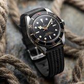 Seacroft Waffle Rubber Dive Watch Strap - Black