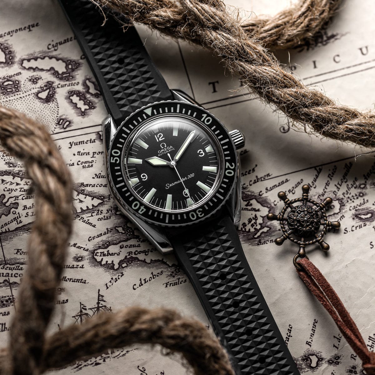 Seacroft Waffle Rubber Dive Watch Strap - Black