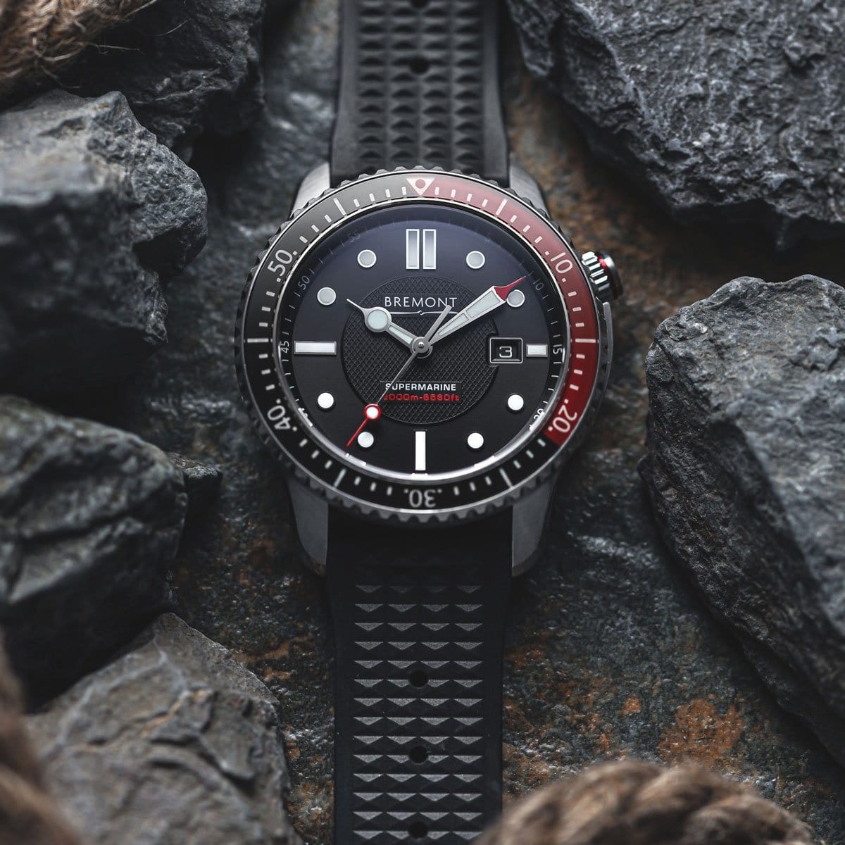 Seacroft Waffle Rubber Dive Watch Strap - Black