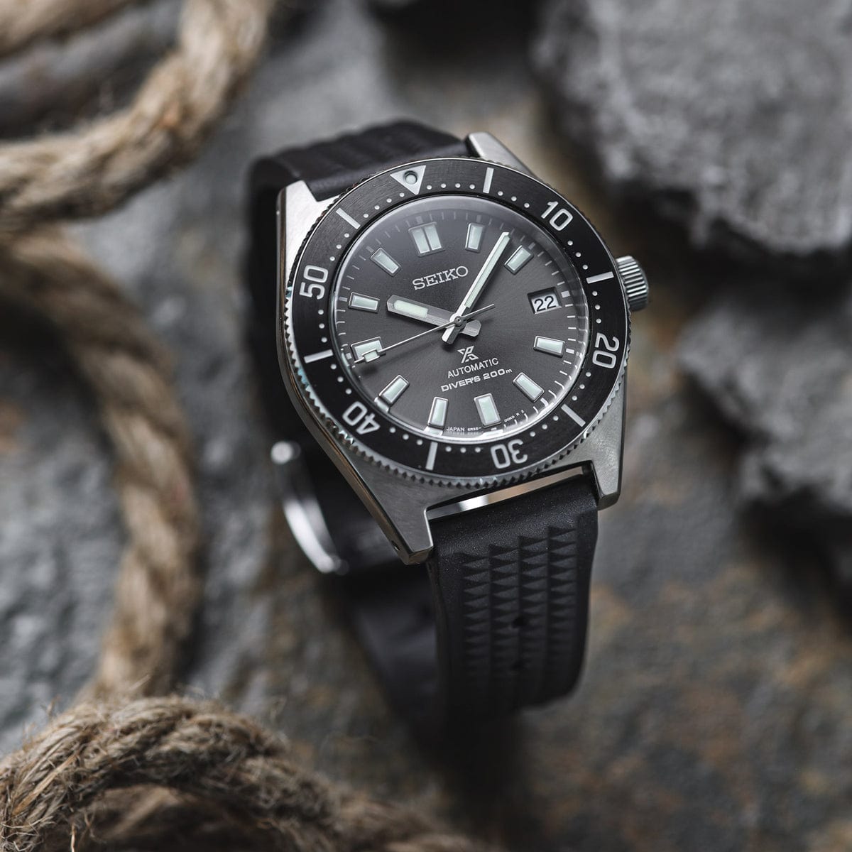 Seacroft Waffle Rubber Dive Watch Strap - Black