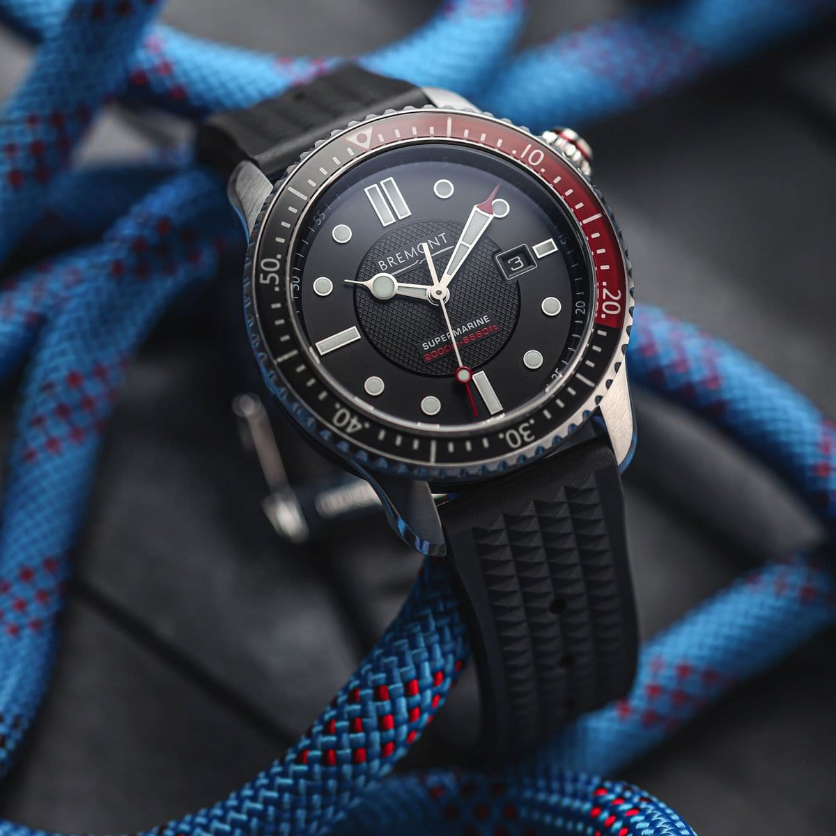 Seacroft Waffle Rubber Dive Watch Strap - Black