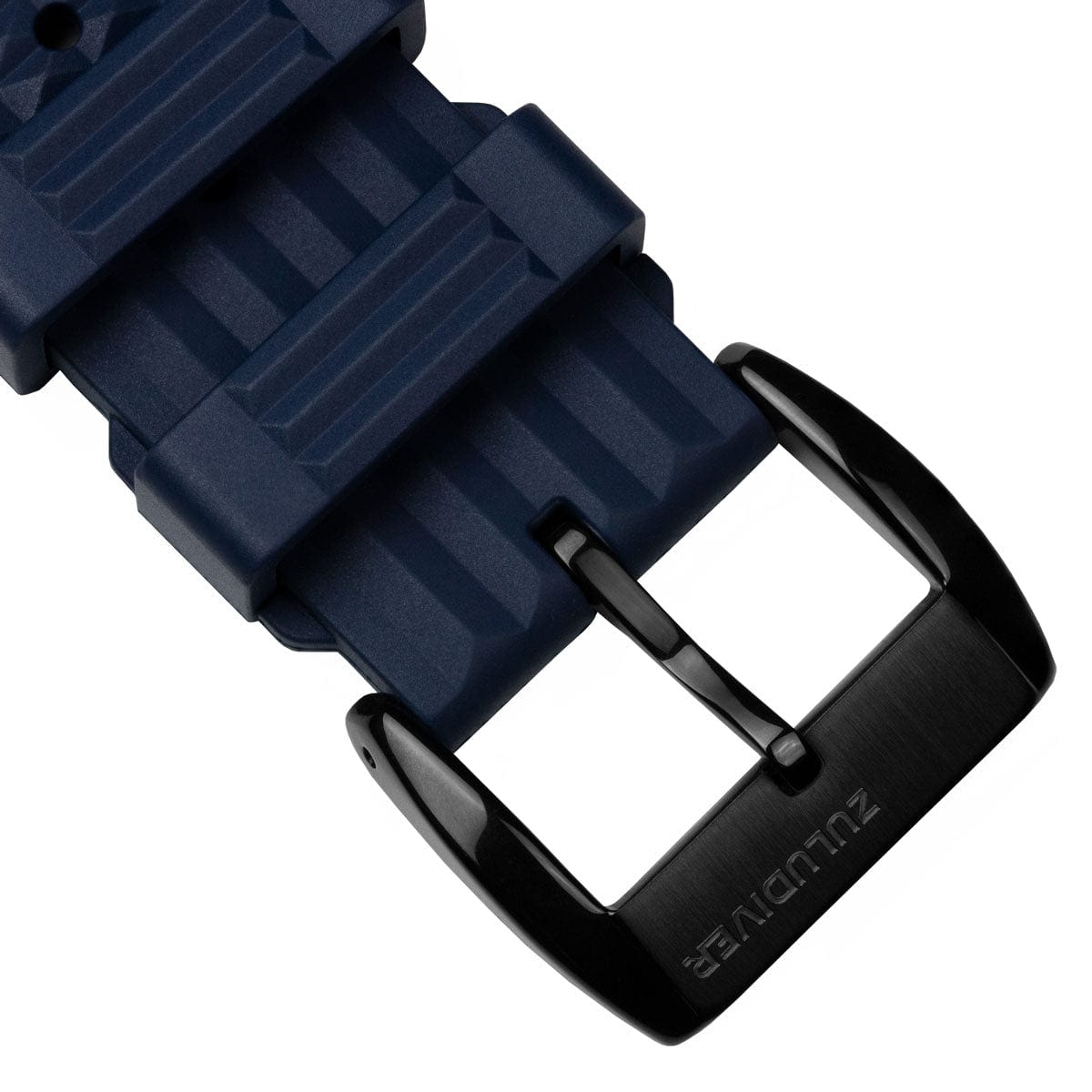 ZULUDIVER Seacroft Waffle FKM Rubber Dive Watch Strap (MkII) - Blue - Brushed Buckle