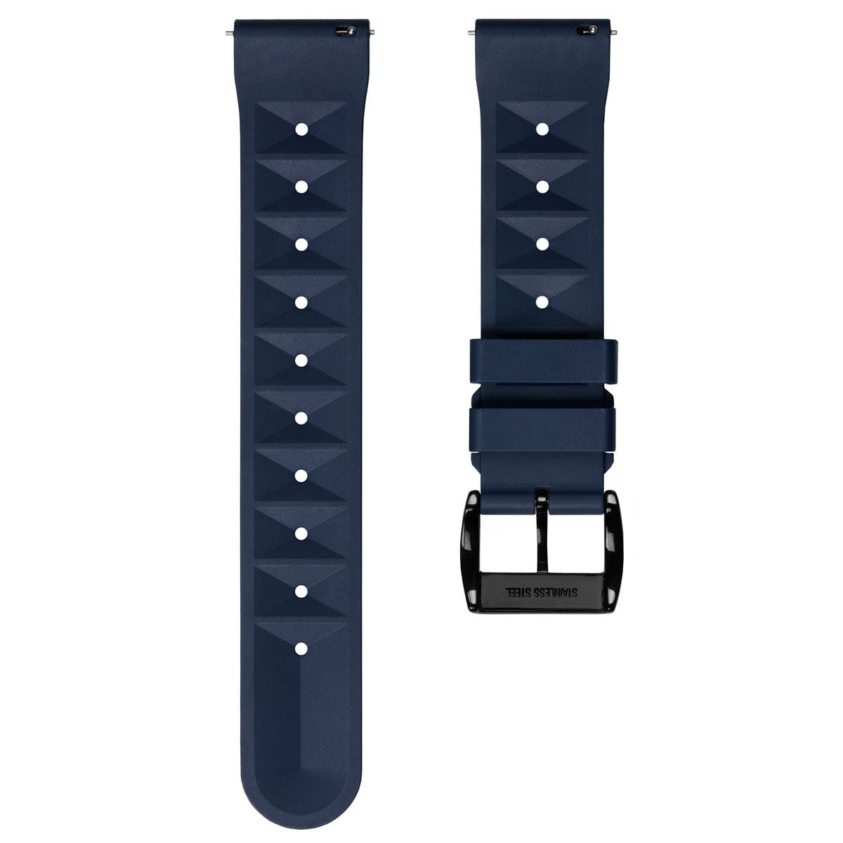 ZULUDIVER Seacroft Waffle FKM Rubber Dive Watch Strap (MkII) - Blue - Brushed Buckle