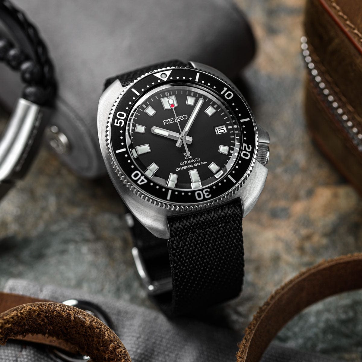 ZULUDIVER Seasalter Two-Piece Military Nylon Watch Strap - Black