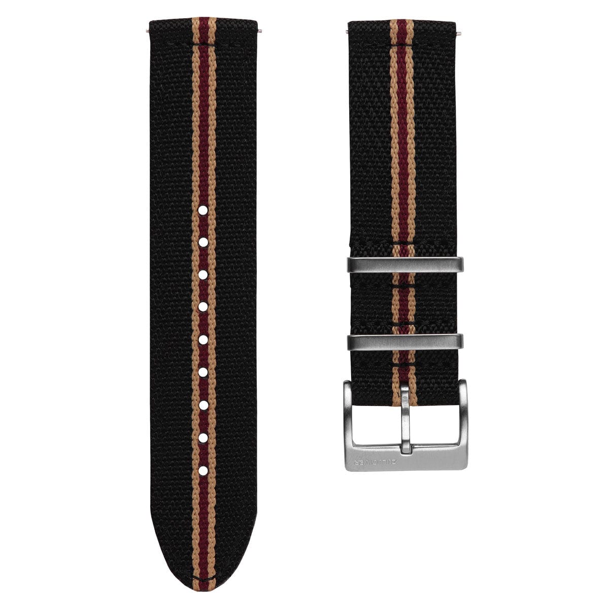 ZULUDIVER Seasalter Two-Piece NATO Watch Strap -  Black, Beige, & Red