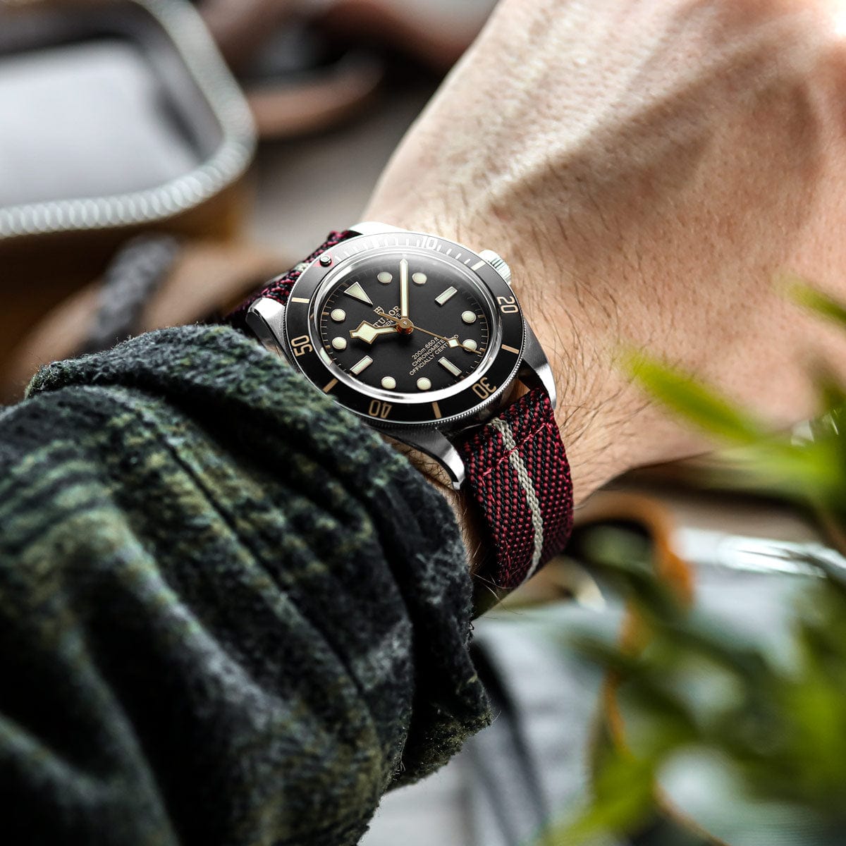 ZULUDIVER Seasalter Two-Piece Military Nylon Watch Strap - Red & Beige