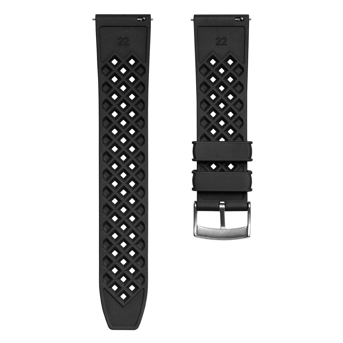 ZULUDIVER Tropical Ocean FKM Rubber Watch Strap - Black