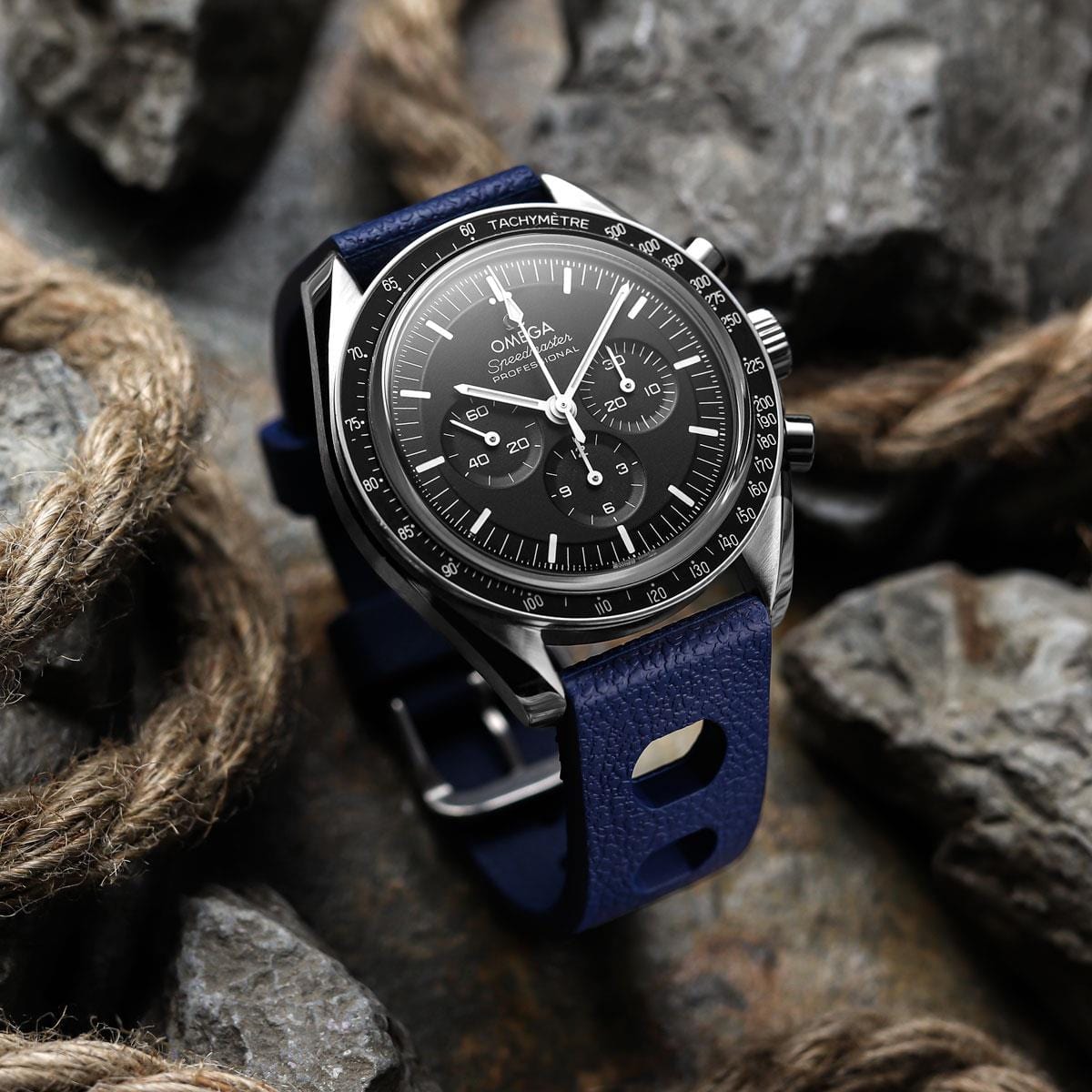 ZULUDIVER Tropical Regis Rubber Watch Strap - Blue