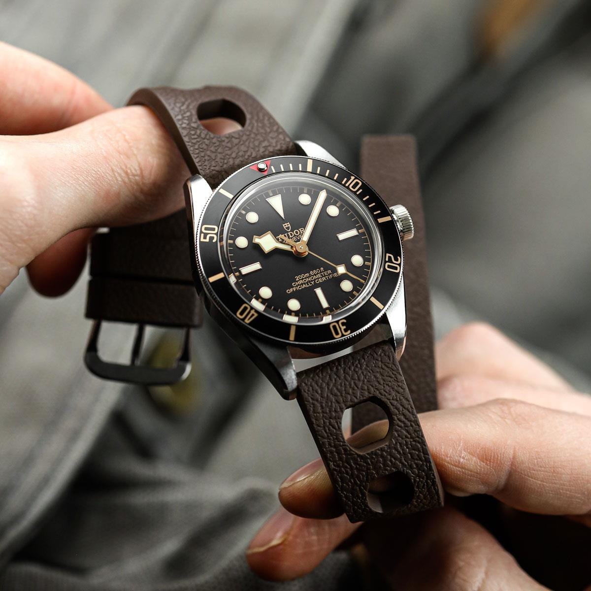 ZULUDIVER Tropical Regis Rubber Watch Strap - Brown