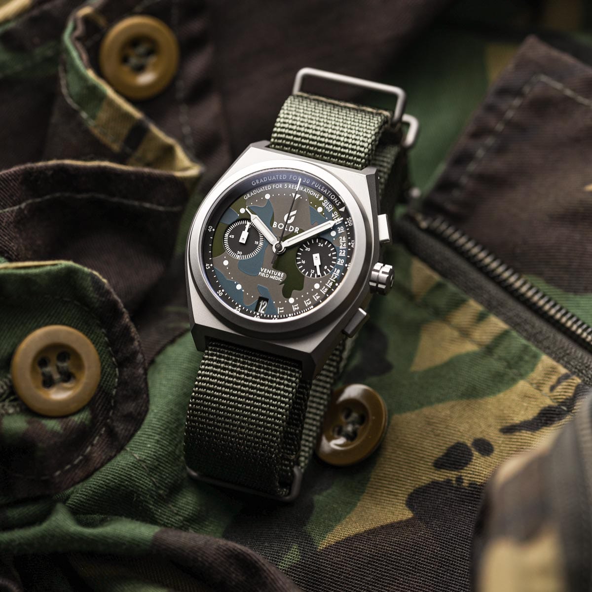 Boldr Venture Field Medic Camo Green Chronograph Watch