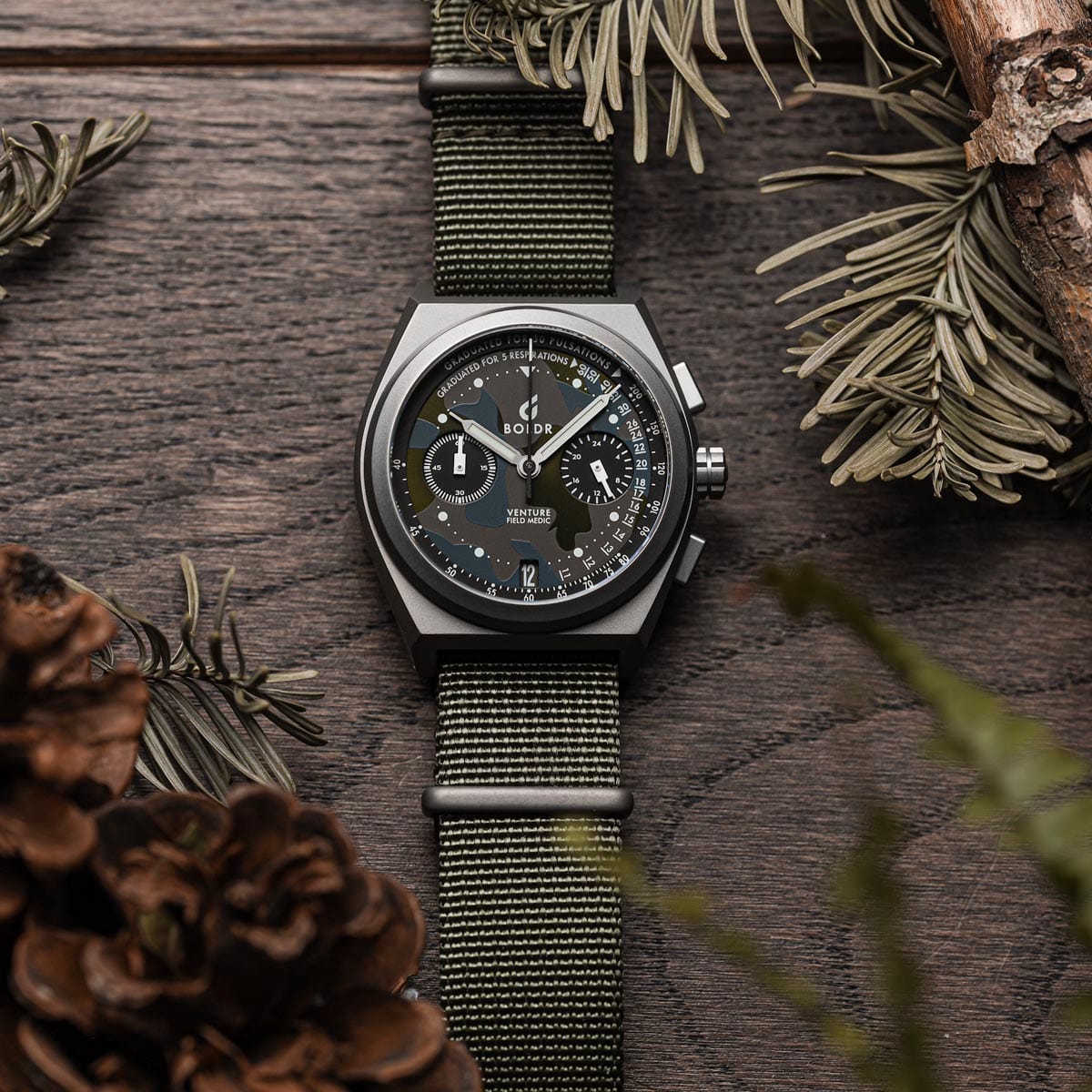 Boldr Venture Field Medic Camo Green Chronograph Watch