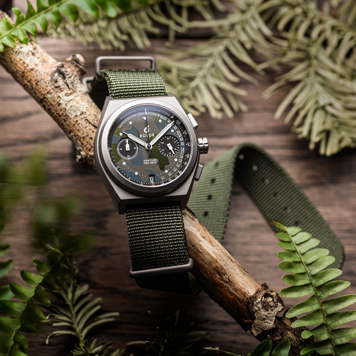 Boldr Venture Field Medic Camo Green Chronograph Watch