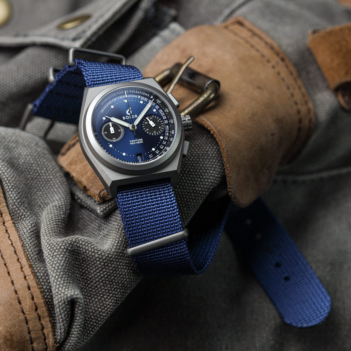 Boldr Venture Field Medic III Chronograph Watch - Blue Dial