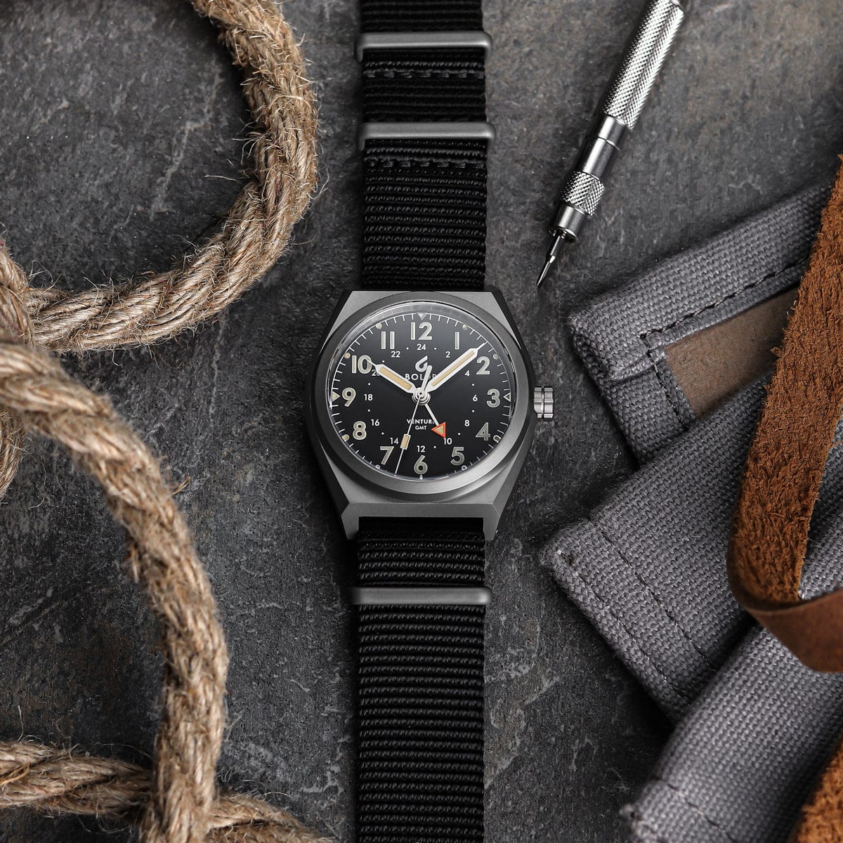 Boldr Venture GMT Field Watch - Black