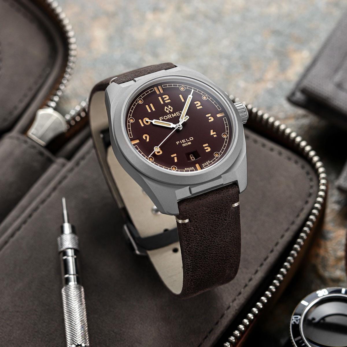 FORMEX Field Automatic - Mahogany Red - Caraffa Brown Strap