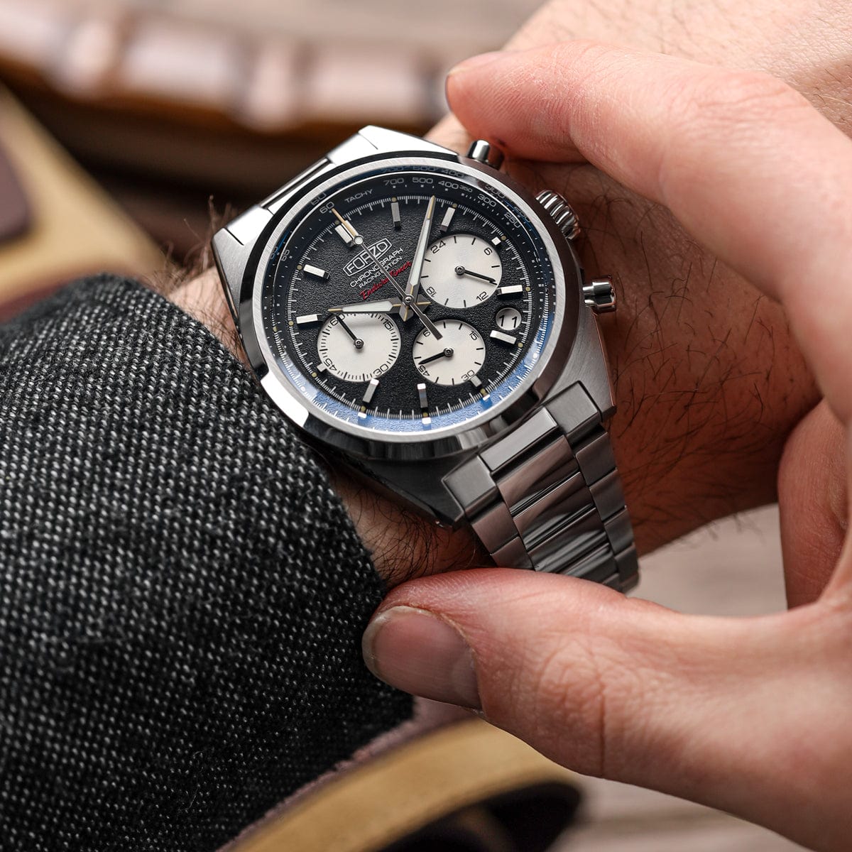 FORZO G1 EnduraTimer Chronograph Watch - Reverse Panda Dial - NEARLY NEW