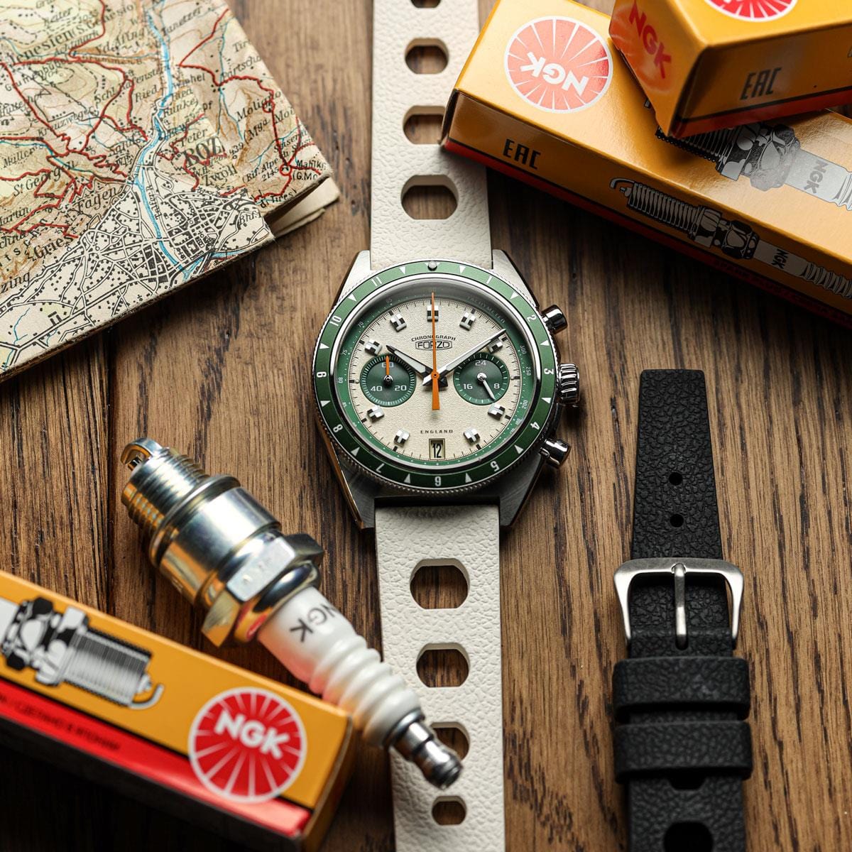 FORZO G2 Drive King Chronograph Watch - Cream / Green RWB046-WH