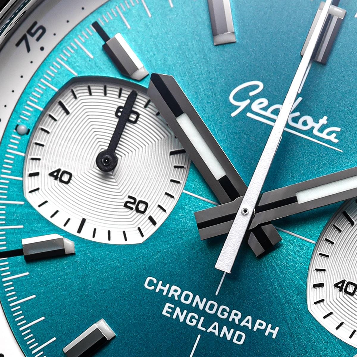 Geckota Chronotimer Aurora Chronograph Watch Aqua Sunburst