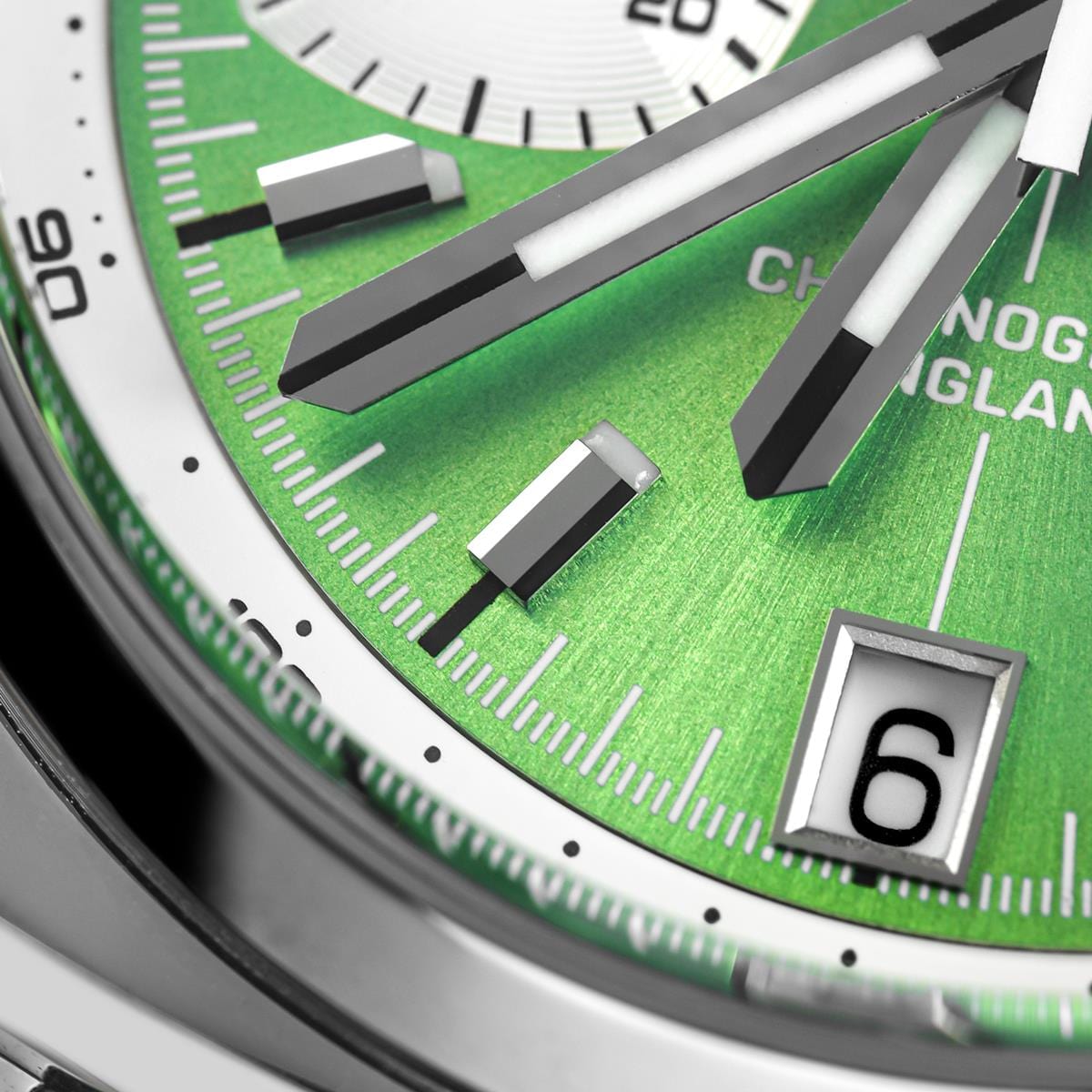 Geckota Chronotimer Aurora Chronograph Watch Green Sunburst