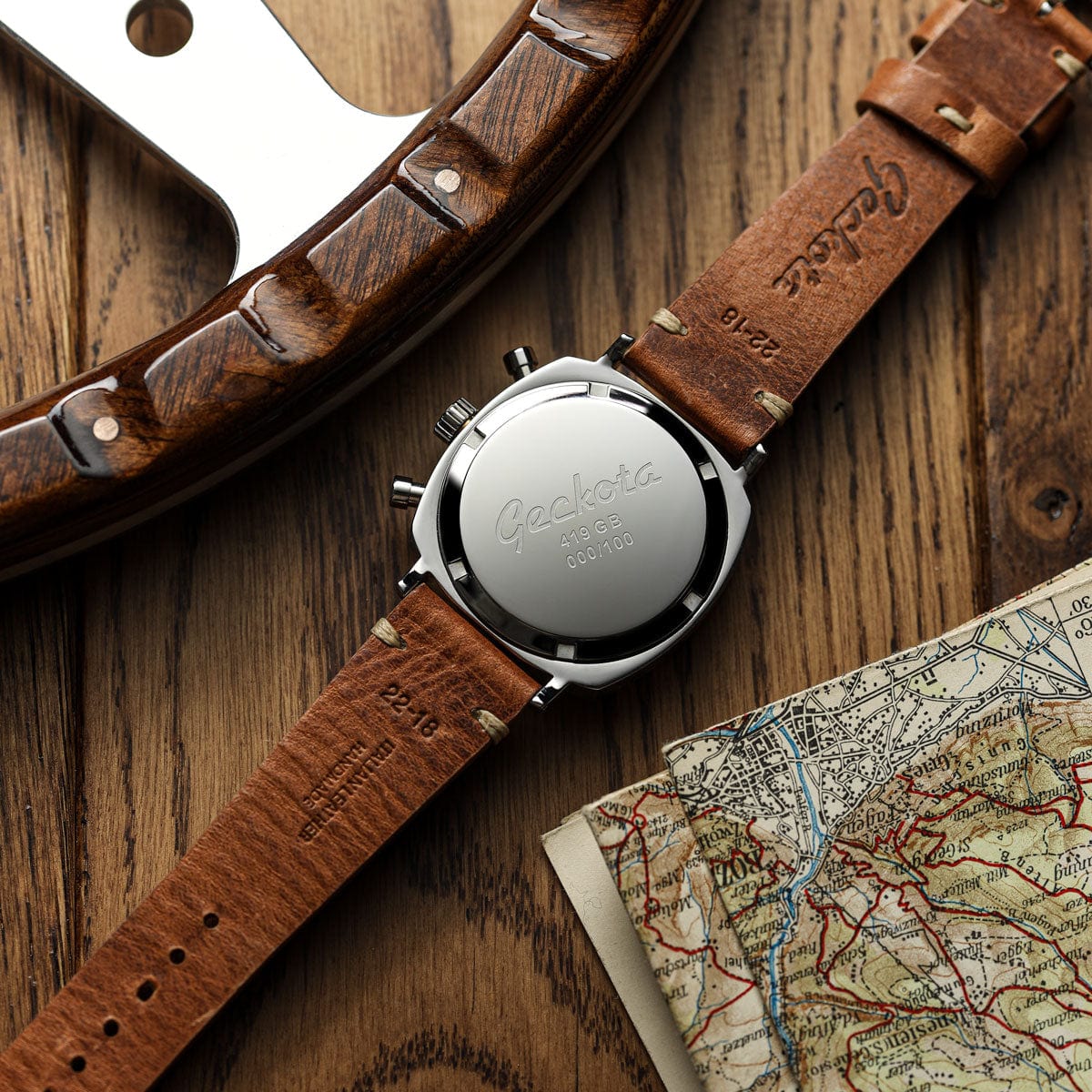Geckota Chronotimer Aurora Chronograph Watch Green Sunburst