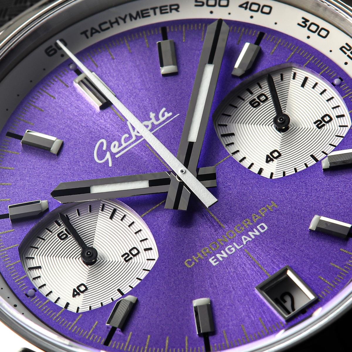Geckota Chronotimer Aurora Chronograph Watch Purple Sunburst